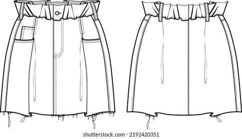 pleated detail Paper Bag Waist skirt