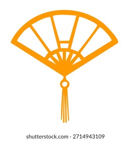 Pleated hand fan hanging element tassel accessory orange color