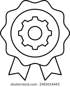 Pleated Rosette with cogwheel outline concept, presented to mark an achievement vector icon design, Labor Day Symbol, 1st of May Sign, International Worker stock illustration