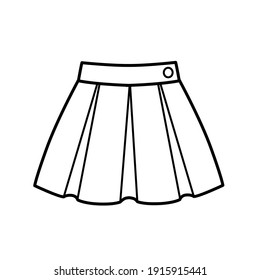 Pleated school skirt outline for coloring on a white background