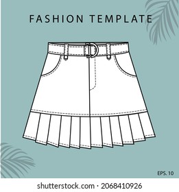 Flat sketches tutorialAPC denim skirtsHow to draw flat skirts in  illustrator2020  YouTube