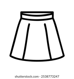 Pleated Skirt Outline Icon-  Vector illustration of a pleated skirt in outline style with a border. Perfect for fashion graphics, design projects, and digital use.

