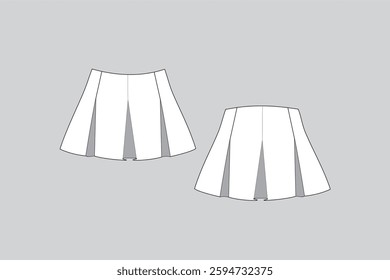 Pleated Skirt Vector Fashion Illustration