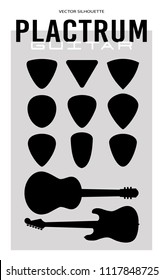 Plectrum pick guitar set silhouette in vector format