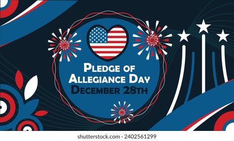 Pledge of Allegiance Day  vector banner design with geometric shapes and vibrant colors on a horizontal background. Happy Pledge of Allegiance Day modern minimal poster.