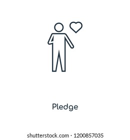Pledge concept line icon. Linear Pledge concept outline symbol design. This simple element illustration can be used for web and mobile UI/UX.