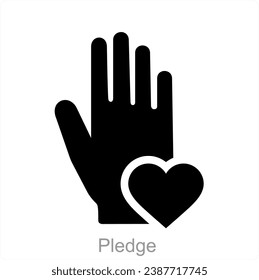 Pledge and heart icon concept