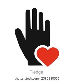 Pledge and heart icon concept