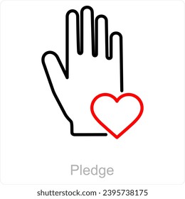 Pledge and heart icon concept