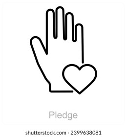 Pledge and heart icon concept