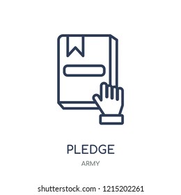 Pledge icon. Pledge linear symbol design from Army collection.