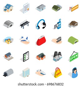 Pledge icons set. Isometric set of 25 pledge vector icons for web isolated on white background