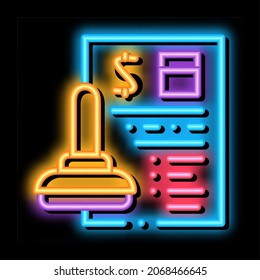 pledge order neon light sign vector. Glowing bright icon pledge order sign. transparent symbol illustration