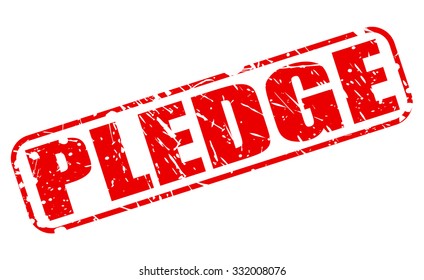 PLEDGE red stamp text on white