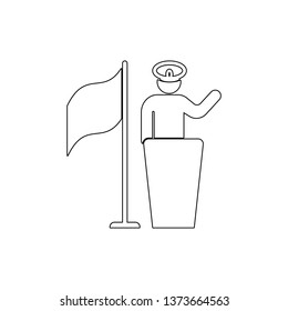 pledge, soldier, captain, flag outline icon. Can be used for web, logo, mobile app, UI UX 