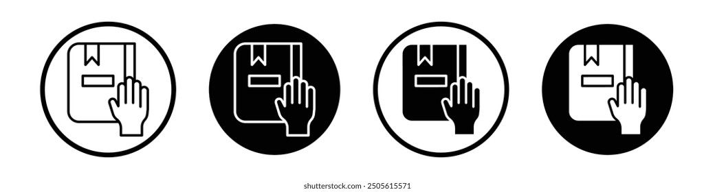 Pledge vector icon set black filled and outlined style.