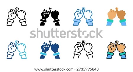 Pledges icons set multiple style collection. Editable stroke 
