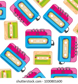 Pleer and cassette on white background is insulated
