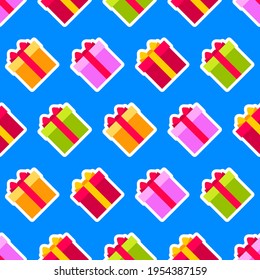 Plenty of colorful gift boxes, seamless pattern, bright vibrant background for your design, holiday wrapping paper