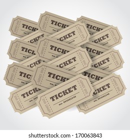 Plenty of tickets with shadows. Vector
