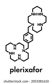 Plerixafor Cancer Drug Molecule. Skeletal Formula.