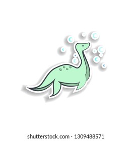 plesiosaur cartoon sticker icon. Elements of Prehistoric in color icons. Simple icon for websites, web design, mobile app, info graphics