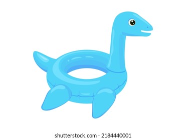 Plesiosaur Inflatable Float Isolated On White. Vector Cartoon Flat Illustration Of Loch Ness Monster. Summer Icon. Swimming Pool Toy.