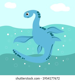 Plesiosaurus cute drawing for kids