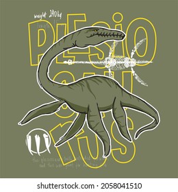 Plesiosaurus Dinosaur Skeleton Jurassic Illustration
