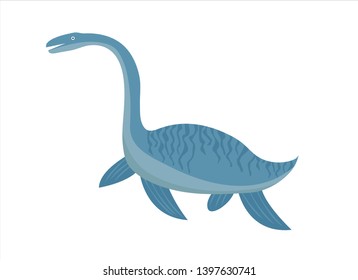 
Plesiosaurus icon flat style. Isolated on white background. Vector illustration