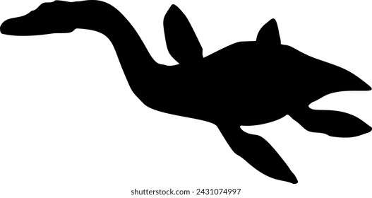 Plesiosaurus, isolated dinosaur silhouette vector illustration