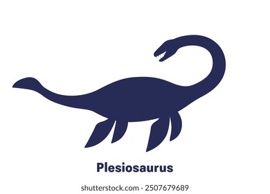 plesiosaurus, marine dinosaur with long neck on white, vector