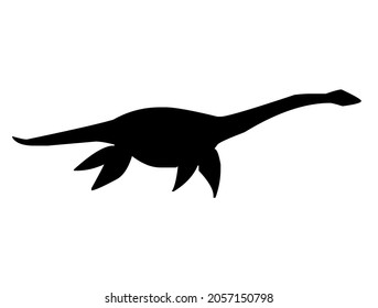 Plesiosaurus, Plesiosaurier, antikes marines Reptil, prähistorisches, wildes Tier, Raubtiere aus Jurassik, triassische, kretaktische Periode, Paläontologie, Vektorgrafik, Illustration in schwarz-weißer Farbe, einzeln