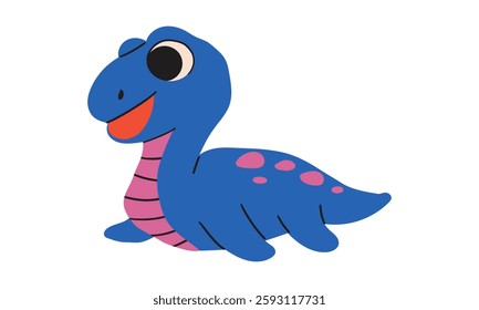 Plesiosaurus, plesiosaur, ancient marine reptile, prehistoric, wild animal, predator from jurassic, triassic, cretaceous period, paleontology, vector, illustration colorful, isolated