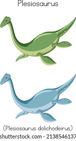 Plesiosaurus in two colors illustration