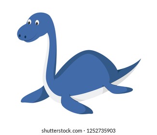 Plesiosaurus vector illustration in cartoon style for kids. Dinosaurs Collection.