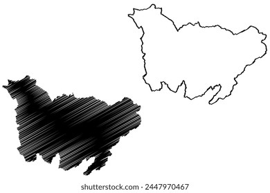 Plessur District (Switzerland, Swiss Confederation, Canton of Grisons, Graubünden or Graubunden) map vector illustration, scribble sketch Plessur Region map