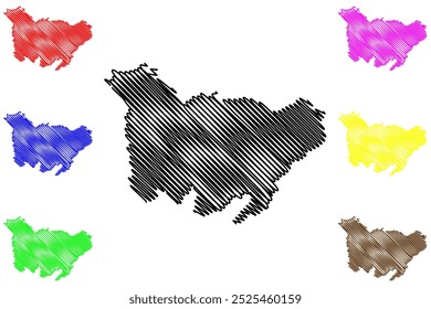 Plessur District (Switzerland, Swiss Confederation, Canton of Grisons, Graubünden or Graubunden) map vector illustration, scribble sketch Plessur Region map