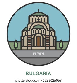 Pleven. Cities and towns in Bulgaria. Flat landmark