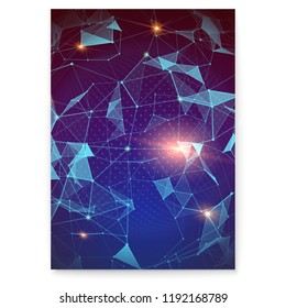 Plexus. Abstract digital poster representing the global interaction. Concept of global network for finance, cryptocurrency, communicate. Internet connection and wireless communication network