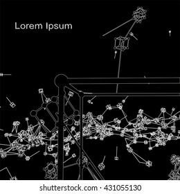 Plexus atomic lattice in the background. Background of cybernetic particles.