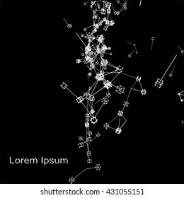 Plexus atomic lattice in the background. Background of cybernetic particles.