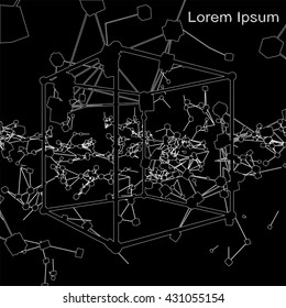 Plexus atomic lattice in the background. Background of cybernetic particles.