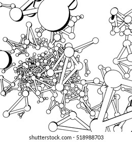Plexus atomic lattice in the background. Background of cybernetic particles.