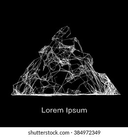 Plexus atomic lattice on a black background. Background of cybernetic particles.