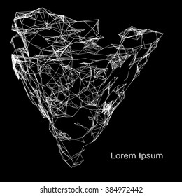 Plexus atomic lattice on a black background. Background of cybernetic particles.