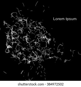Plexus atomic lattice on a black background. Background of cybernetic particles.