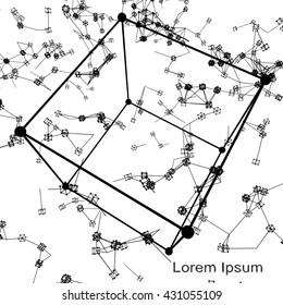 Plexus atomic lattice on a white background. Background of cybernetic particles.