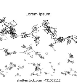 Plexus atomic lattice on a white background. Background of cybernetic particles.