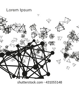 Plexus atomic lattice on a white background. Background of cybernetic particles.